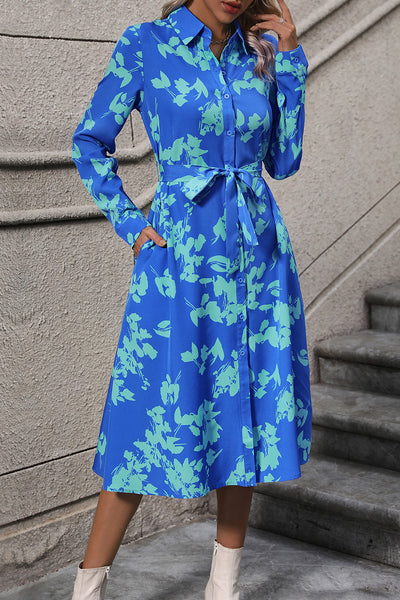 Sky Blue Button Up Midi Dress