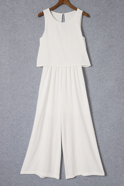 White Wide Leg Sleeveless Jumpsuit