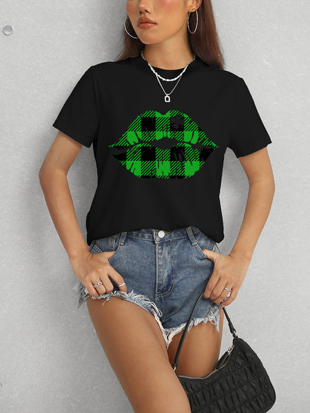 Plaid Lip Graphic Tee