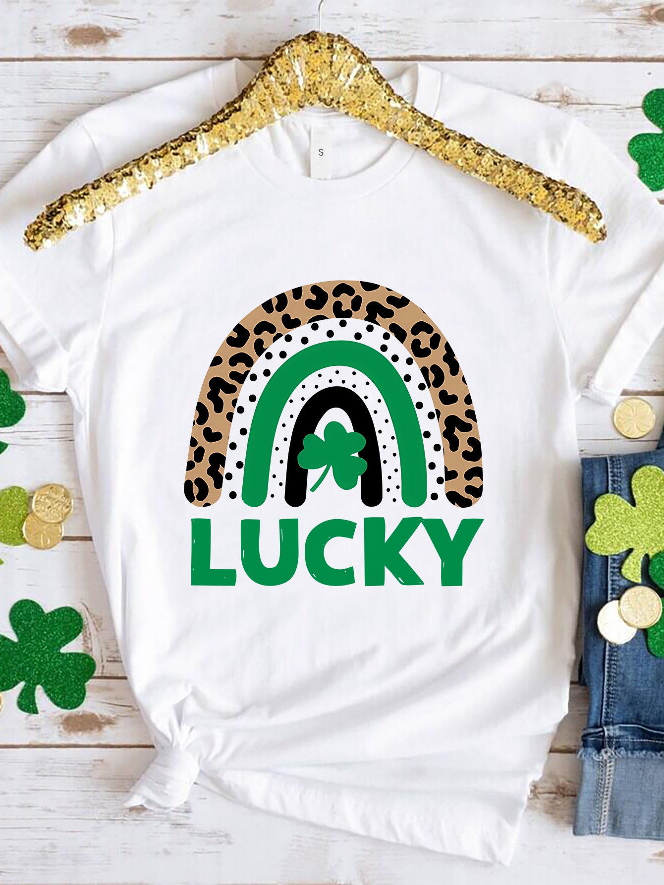 Lucky Leopard Rainbow Graphic Tee