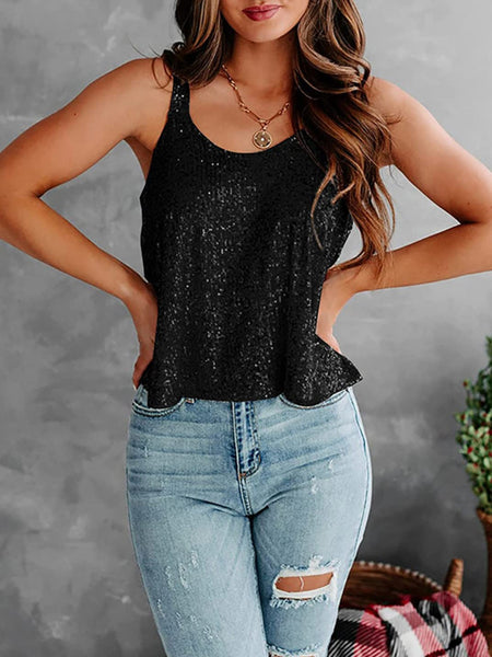 Sequins Scoop Neck Tank