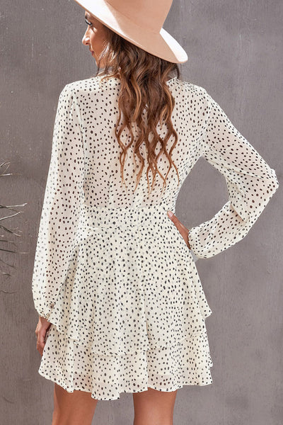 Ivory Polka Dot Balloon Sleeve Layered Dress