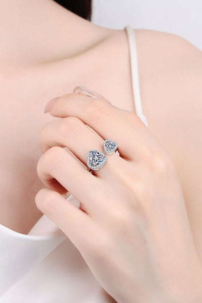 Two Hearts are Better Than One Moissanite Ring