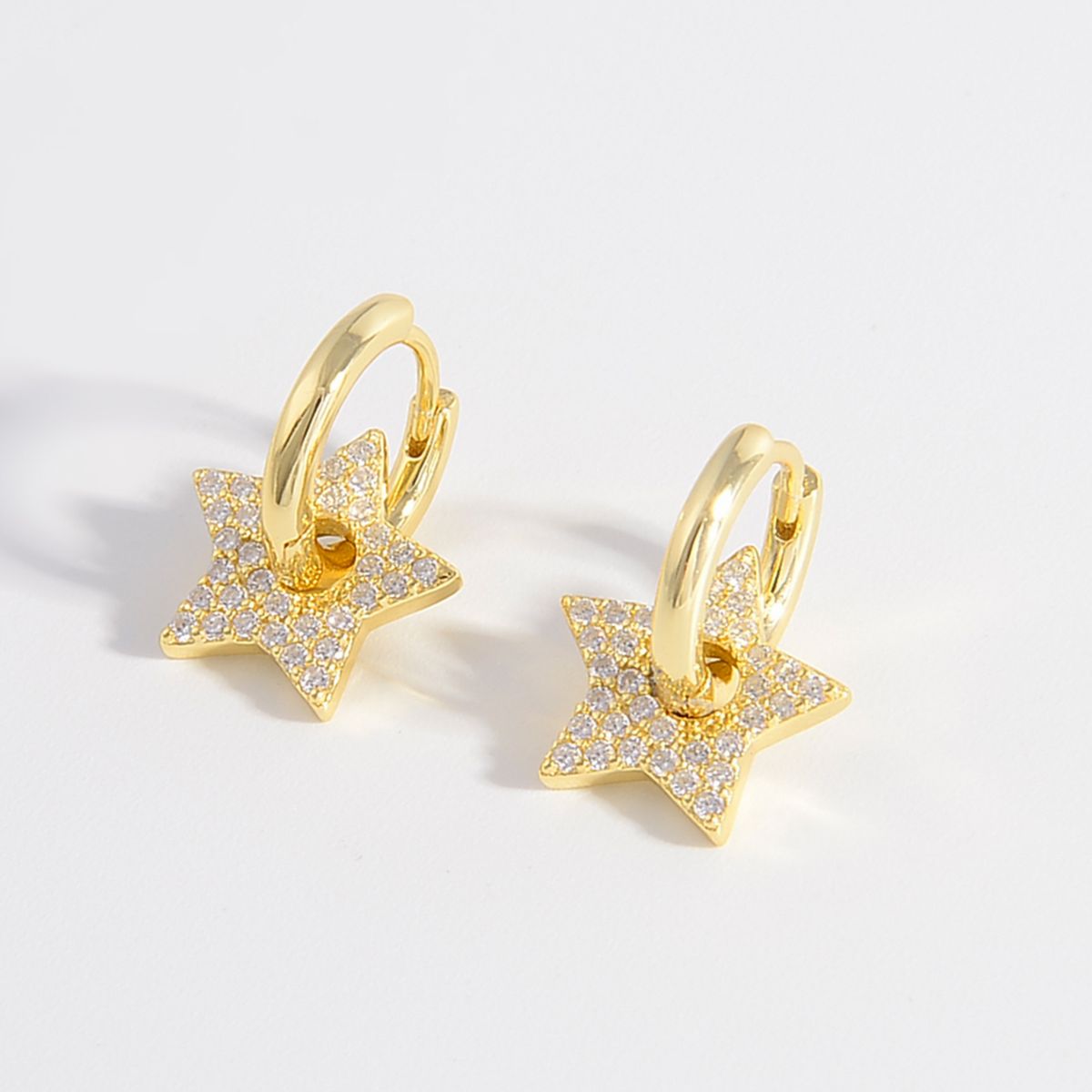 Star Studded CZ Hoop Earrings