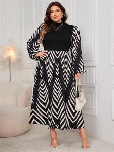 Mock Neck Long Sleeve Midi Dress+