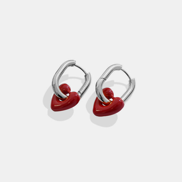 Red Heart Dangle Earrings