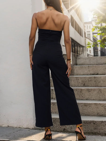 Black & White Sleeveless Wide Leg Jumpsuit