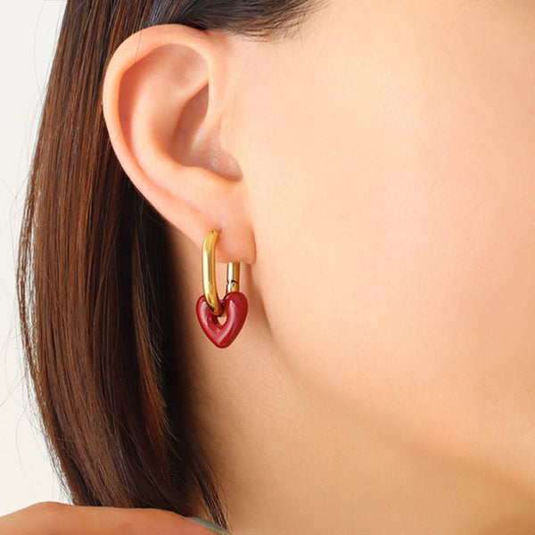 Red Heart Dangle Earrings