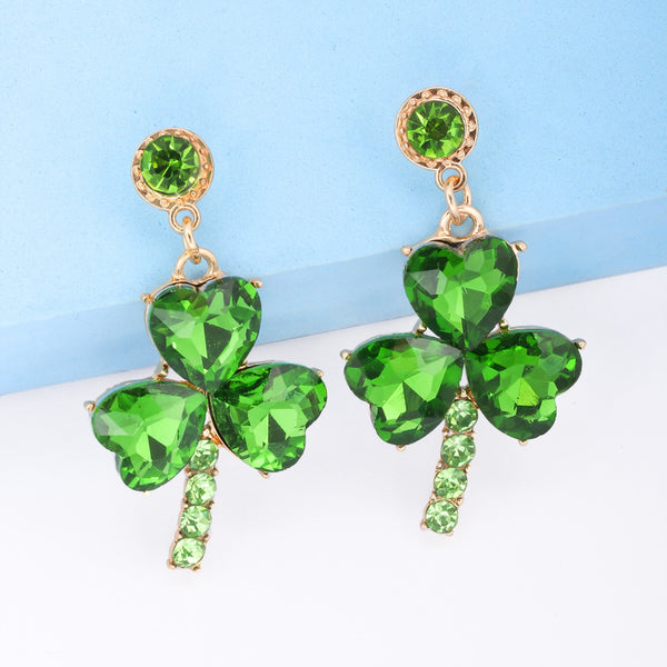 Lucky Clover Rhinestone Earrings