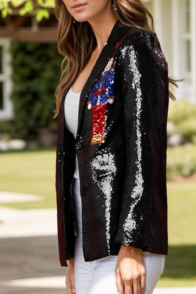 Sequins Nutcracker Long Sleeve Blazer