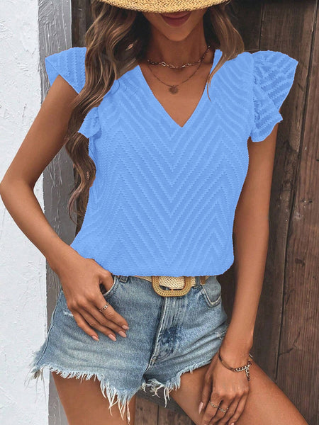 Chevron Textured Cap Sleeve Top