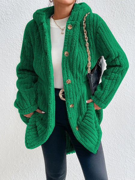 Green Fuzzy Hooded Coat