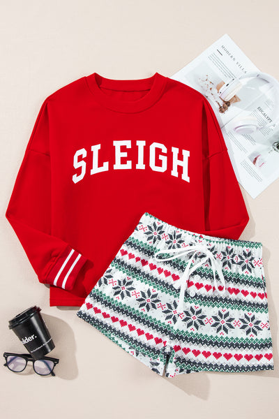 SLEIGH Long Sleeve Top and Shorts Lounge Set