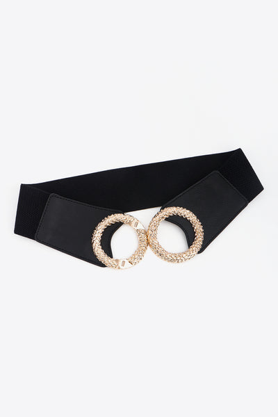 Gold Double Circle Buckle Wide Belt