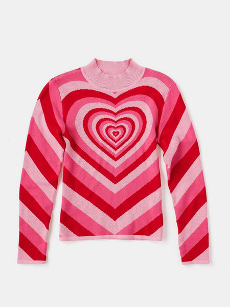 Exploding Heart Mock Neck Sweater