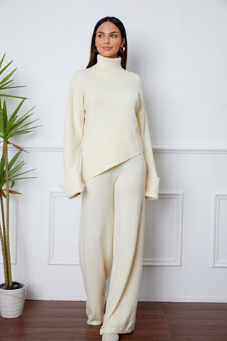 Turtleneck Dropped Shoulder Sweater Set