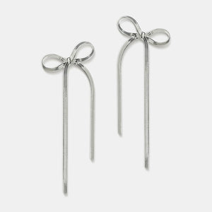 Stainless Steel Bow Bar Earrings