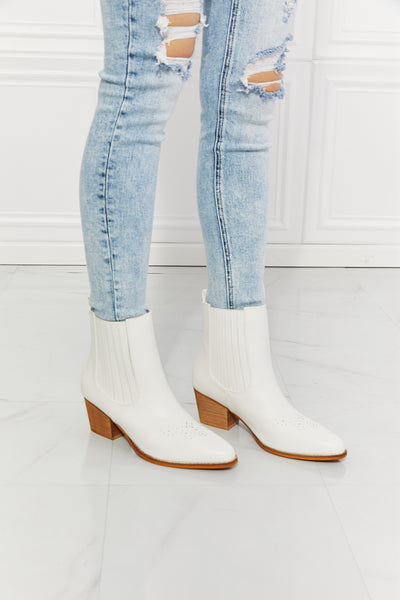 White Stacked Heel Chelsea Boot