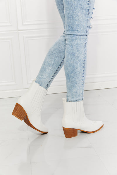 White Stacked Heel Chelsea Boot