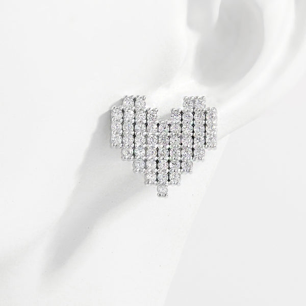 Zircon Heart Stud Earrings