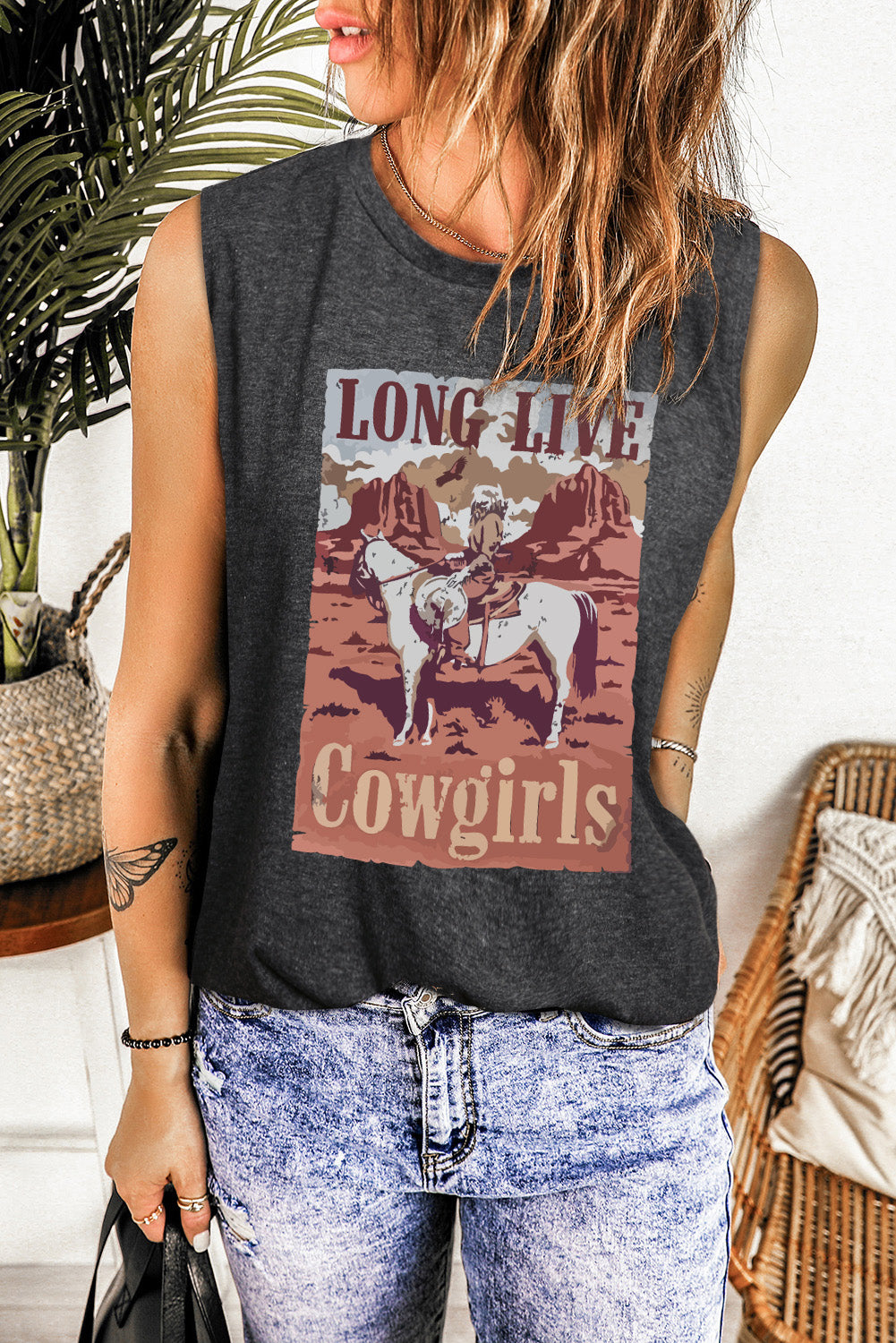 Long Live Cowgirls Round Neck Tank