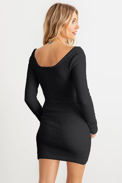 Black Cut-Out Long Sleeve Mini Dress