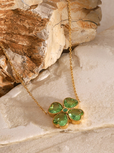 Four Leaf Clover Zircon Pendant Necklace