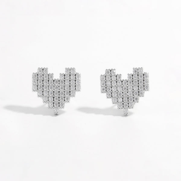 Zircon Heart Stud Earrings