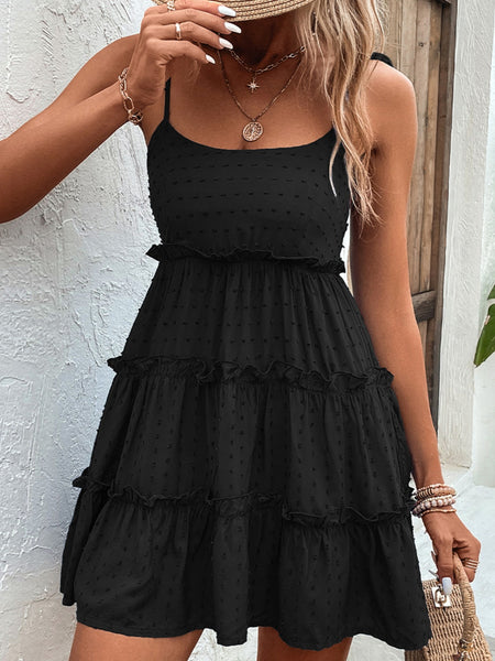 Frilly Spaghetti Strap Tiered Dress