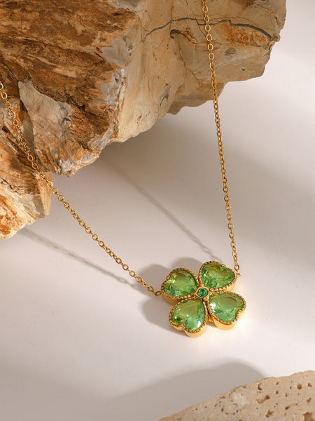 Four Leaf Clover Zircon Pendant Necklace