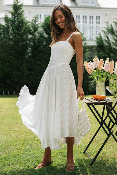 White Wide Strap Cami Dress