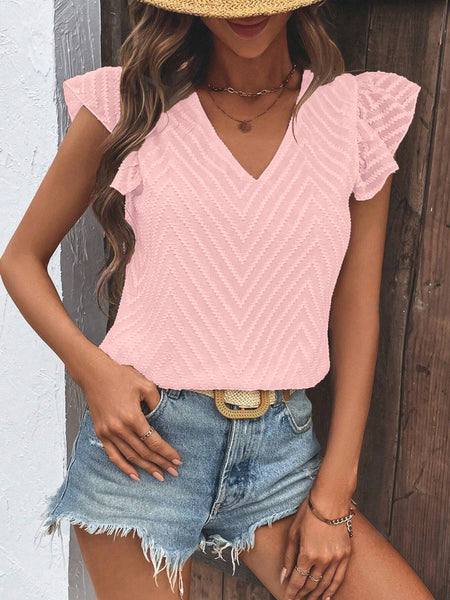 Chevron Textured Cap Sleeve Top