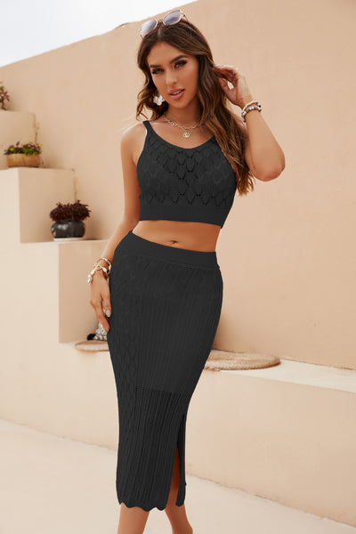 Cropped Tank and Midi Skirt Set