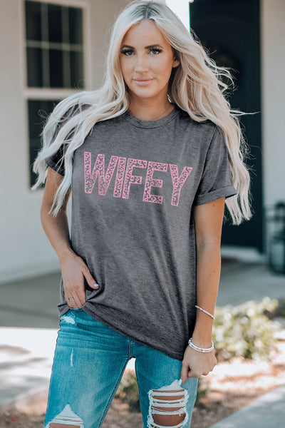 WIFEY Leopard Graphic Tee