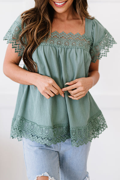 Lace Babydoll Short Sleeve Top