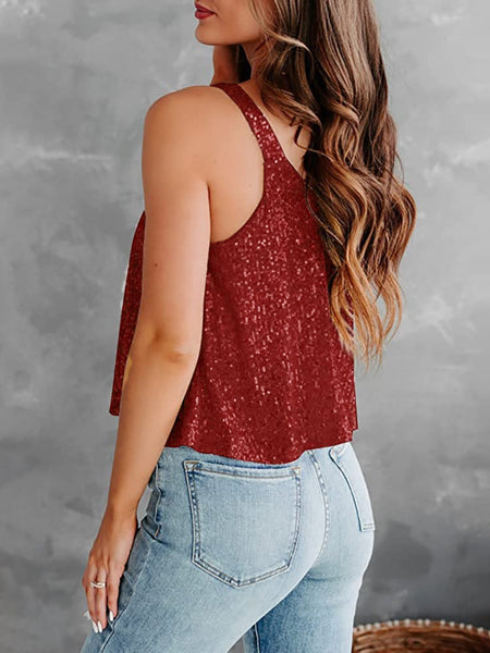 Sequins Scoop Neck Tank