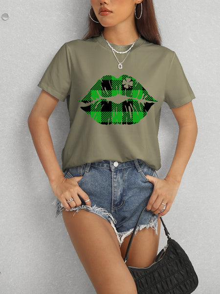 Plaid Lip Graphic Tee