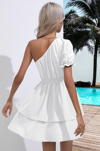 Single Shoulder Layered Mini Dress