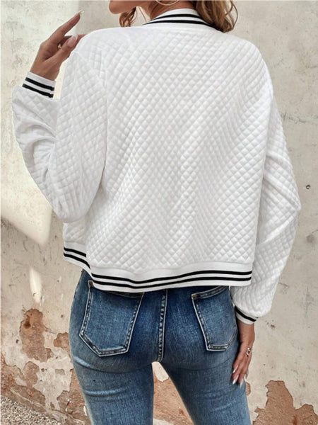 Quilted Varsity Bomber Jacket+