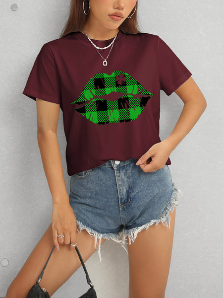 Plaid Lip Graphic Tee