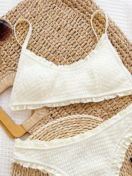 Ivory Frill Textured Two-Piece Swim Set