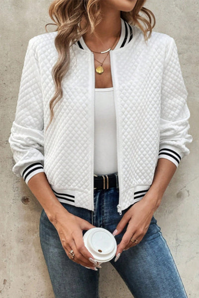 Quilted Varsity Bomber Jacket+