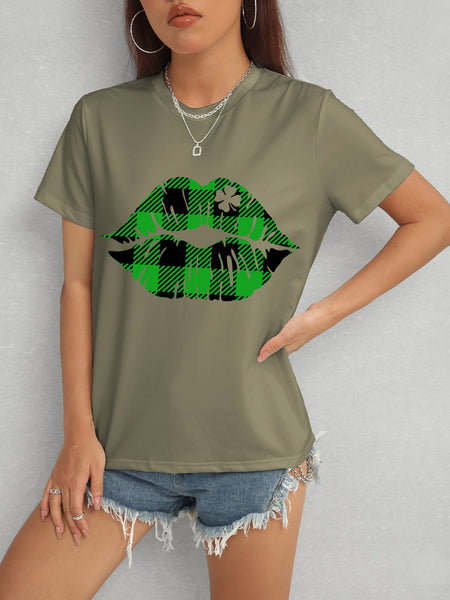 Plaid Lip Graphic Tee