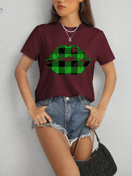 Plaid Lip Graphic Tee