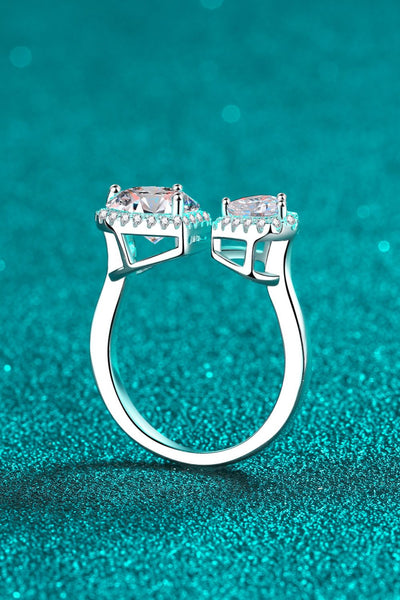 Two Hearts are Better Than One Moissanite Ring