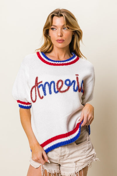 America Short Sleeve Sweater