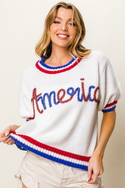 America Short Sleeve Sweater