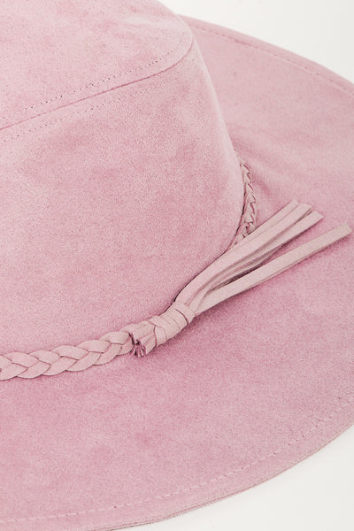 Pink Braided Faux Suede Hat