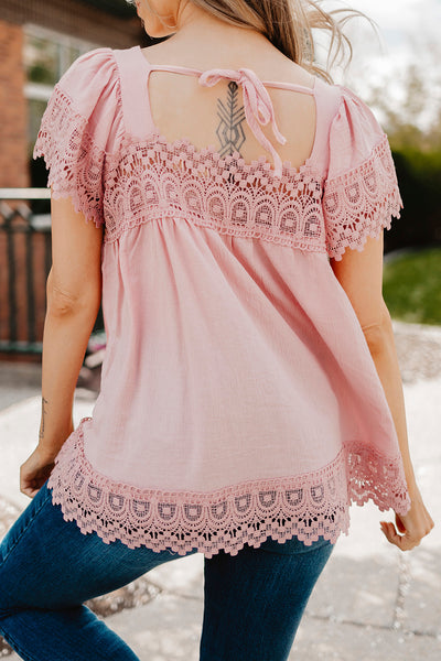 Lace Babydoll Short Sleeve Top