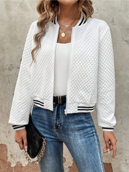 Quilted Varsity Bomber Jacket+